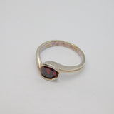 Sterling Silver Garnet Solitaire Studio Style DressRing Vintage c1970 Size M 1/2