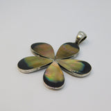 Sterling Silver Large Natural Shell Flower Charm Pendant Vintage c1970