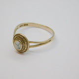 Sterling Silver Oval Howlite Set Patterned Dress Ring Vintage c1970 Size N 1/2
