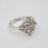 Sterling Silver Multi-Stone White Sapphire Statement Ring Vintage c1970 Size N