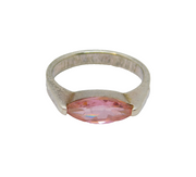 Sterling Silver Pink Cubic Zirconia Dress Ring Vintage c1970 Size S