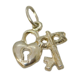 Sterling Silver Key to my Heart Charm Pendant Vintage c1970