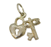 Sterling Silver Key to my Heart Charm Pendant Vintage c1970