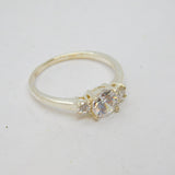 Sterling Silver Triple Sparkling CZ Dress Band Ring Vintage c1990 Size P 1/2