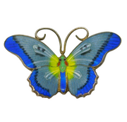 Sterling Silver & Colourful Enamel Butterfly Brooch Pin Antique c1940 Art Deco