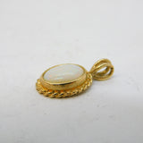 9ct Yellow Gold & White Opal Drop Pendant Vintage c1970s