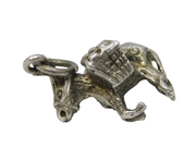 Sterling Silver Donkey Carrying Baskets Charm Pendant Vintage c1970