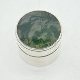 Sterling Silver & Moss Agate Topped Trinket Pot Vintage 1976 London