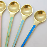 Egon Lauridsen Set of Sterling Silver Gilt & Enamel Demitasse Spoons Vintage