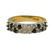 9ct Yellow Gold, Sapphire & Blue-White Topaz Dress Ring Vintage 1996 London