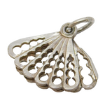 Sterling Silver Ladies Fan Charm Pendant Vintage c1970