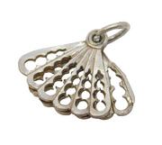 Sterling Silver Ladies Fan Charm Pendant Vintage c1970