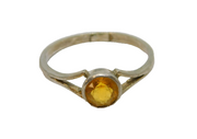 Sterling Silver Round Citrine Solitaire Studio Style Ring Vintage c1970 Size R
