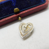 Sterling Silver Intertwined Heart Charm Pendant Vintage c1970