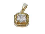 Sterling Silver Square Paste & Spinel Art Deco Style Charm Pendant Vintage c1970