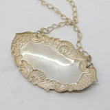 Sterling Silver Grape Pattern Whisky Decanter Label Vintage 1990 Birmingham