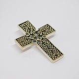 Sterling Silver Textured Patterned Cross Charm Pendant Vintage c1970
