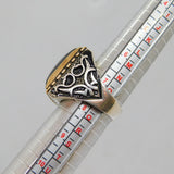 Sterling Silver Gold Front Black Onyx Gothic Style Ring Vintage c1970 Size P