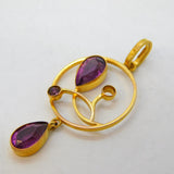 Art Nouveau Murrle Bennett Style 9ct Gold & Amethyst Pendant Antique c1910