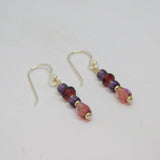 Pair of Sterling Silver Purple Mixed Glass Bead Drop Earrings Contemporary c2010