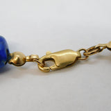 9ct Yellow Gold & Lapis Lazuli Stone Set Beaded Necklace Vintage c1970s