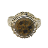 20th Century Ancient Style White Metal Agate Signet Ring Antique c1920