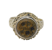 20th Century Ancient Style White Metal Agate Signet Ring Antique c1920