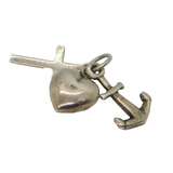Sterling Silver Faith Hope Charity Charm Pendant Vintage c1970