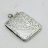 Art Deco Sterling Silver Floral Pattern Vesta Case Antique 1919 Birmingham