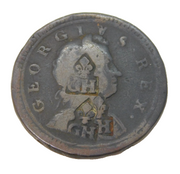 George I Copper Halfpenny Coin 'GH' Overstamp Antique 1724 Fine Condition