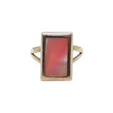 Sterling Silver Pink Shell Rectangle Dress Ring Modern c1990 Size P 1/2