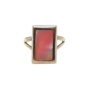 Sterling Silver Pink Shell Rectangle Dress Ring Modern c1990 Size P 1/2