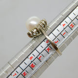 Sterling Silver Pearl & CZ Cluster Style Dress Ring Vintage c1990 Size J