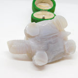 Carved Jadeite Happy Tortoise Figurine Ornament Vintage c1970
