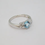 Sterling Silver Sapphire Heart & Diamond Dress Ring Vintage c1970 Size L