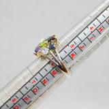 Sterling Silver Multi-Colour Gemstone Dress Band Ring Vintage c1990 Size L