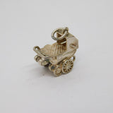 Sterling Silver Opening Pram With Baby Inside Charm Pendant Vintage c1970