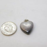 Sterling Silver Puffy Heart Charm Pendant Vintage c1970