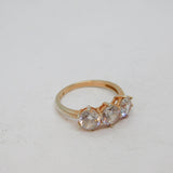 Rose-Gold On Sterling Silver Triple CZ Half Eternity Ring Vintage c2000 Size N