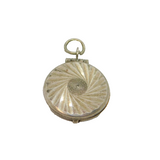 Sterling Silver Patterned Mirror Compact Charm Pendant Vintage c1970s