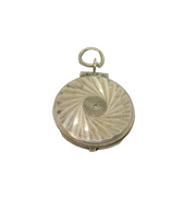Sterling Silver Patterned Mirror Compact Charm Pendant Vintage c1970s