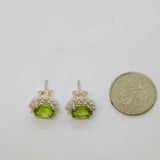Pair of Sterling Silver Peridot & White Sapphire Stud Earrings Vintage c1970