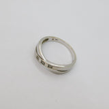 Sterling Silver Three Stone Diamond Crossover Band Ring Vintage c1970 Size Q