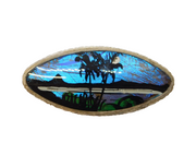 Sterling Silver Morpho Butterfly Wing Island Scene Brooch Antique c1920 Deco