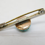 Austro-Hungarian Sterling Silver, Gold & Turquoise Button Brooch Antique