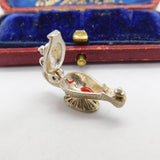 Sterling Silver Enamel Genie in the Lamp Charm Pendant Vintage c1970