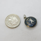 Sterling Silver Niello Enamel Siam Charm Pendant Vintage c1970s
