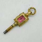 Victorian Gold Plated Floral Chased, Stone Set Watch Key Antique c1860s