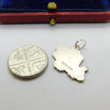Sterling Silver and Enamel Hampshire Map Travel Shield Charm Vintage c1970