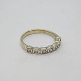 Sterling Silver 7 White Topaz Half Eternity Studio Ring Vintage c1970 Size O